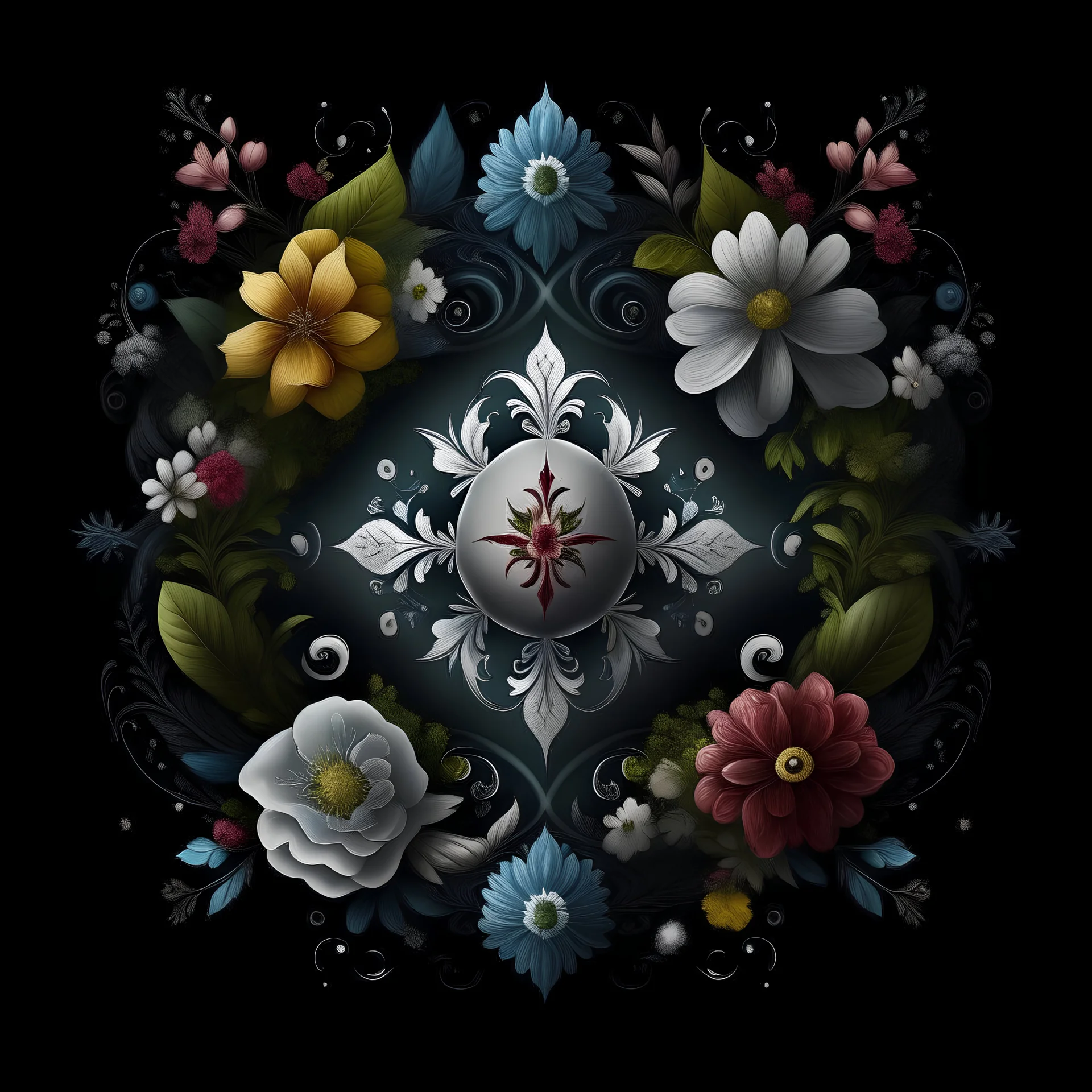 a symbol that represents a nation apart of a historical magical continent in a fictional story. this nation is represented by flowers