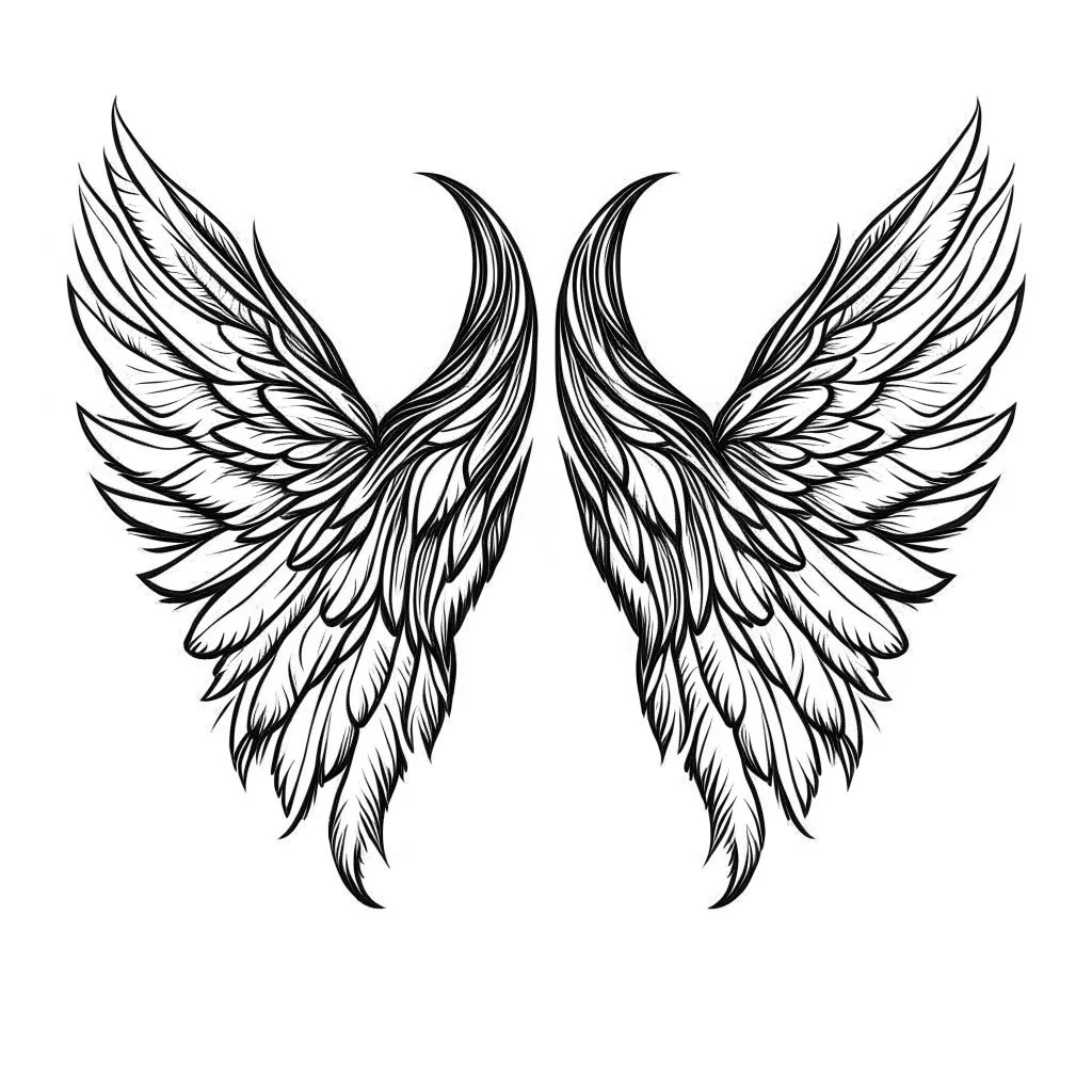 simple cartoon drawing of angel wings against a white background.