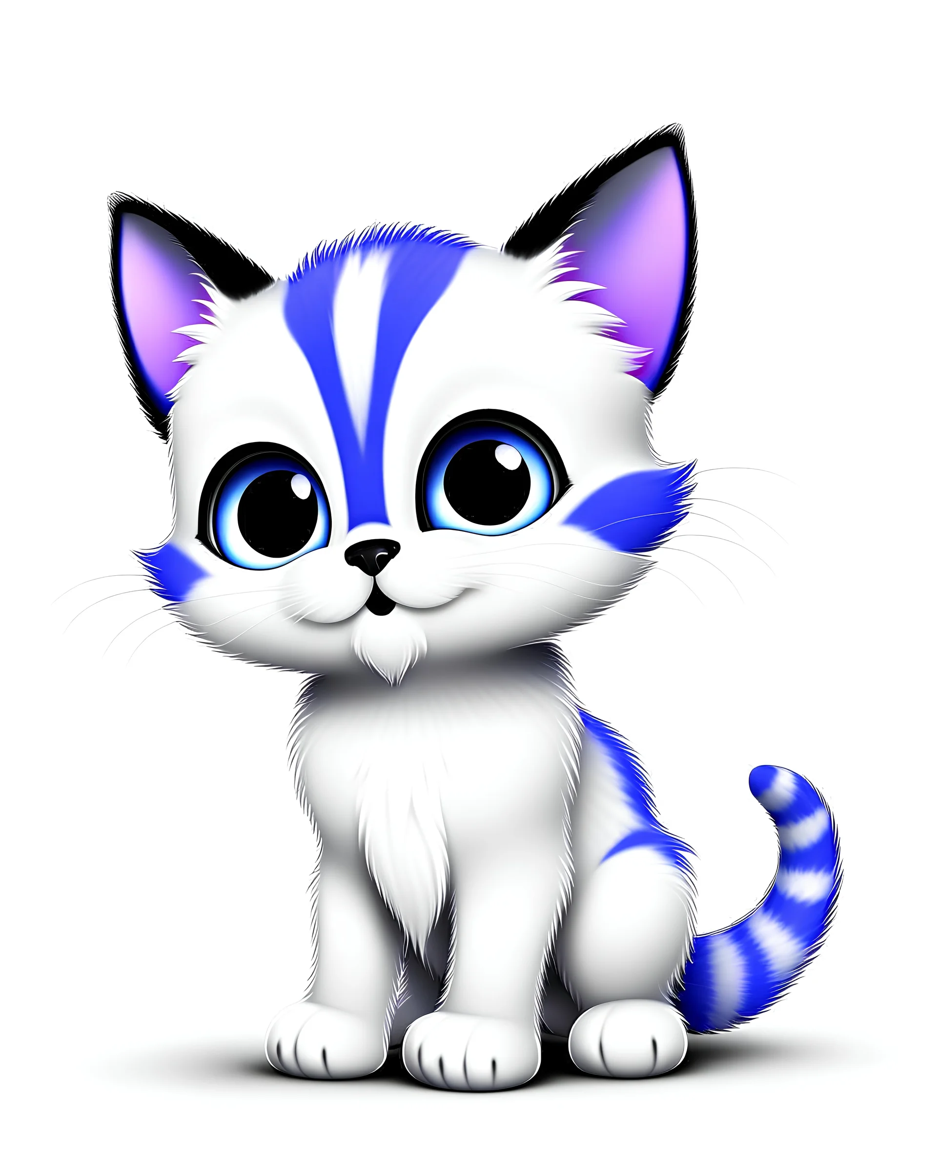 A kitten, in the style of Disney animation, white background