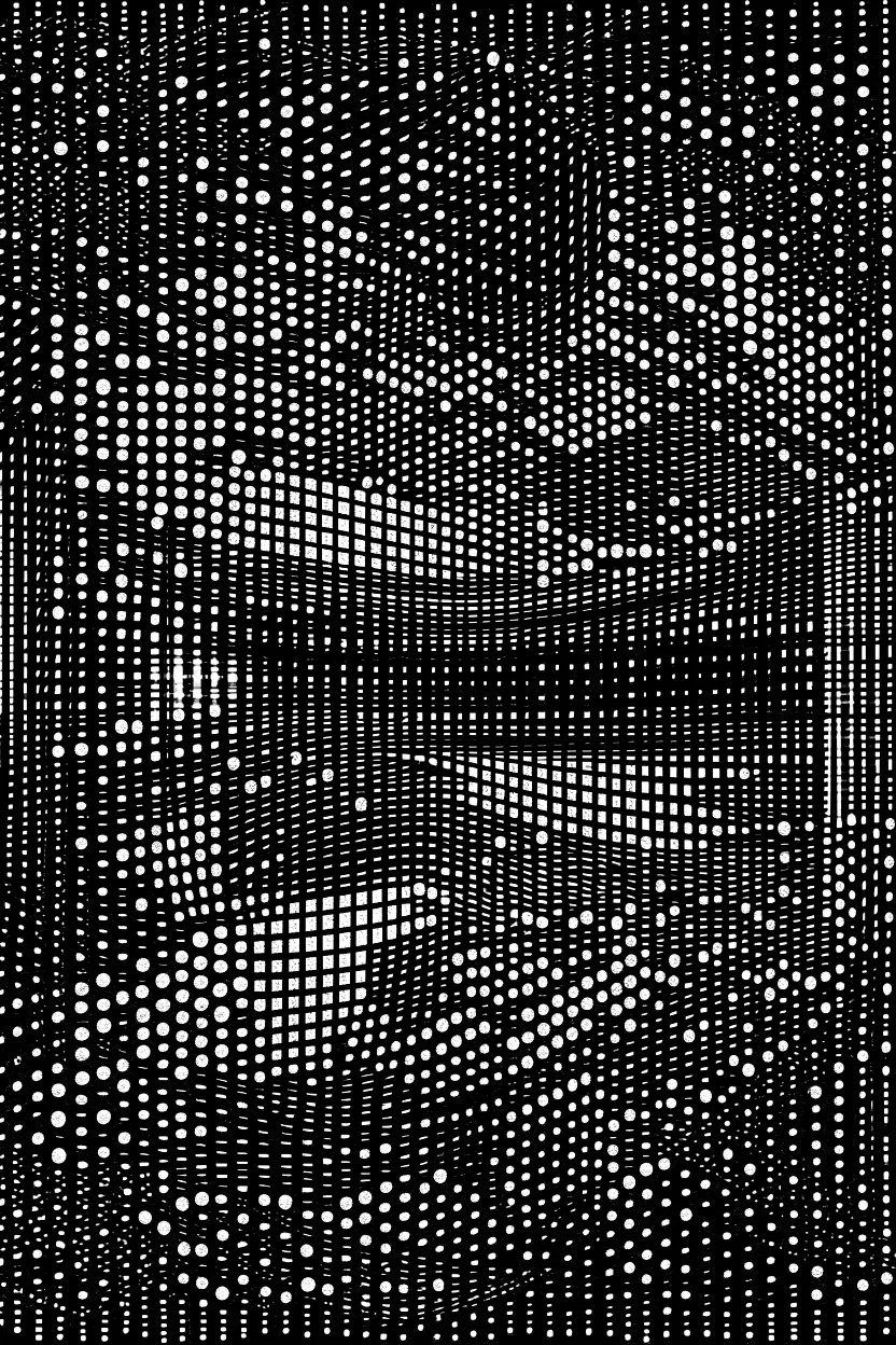 SQUARE GRID ABSTRACT LINES AND DOTS DANCING STYLE OF HIROKU OGAI