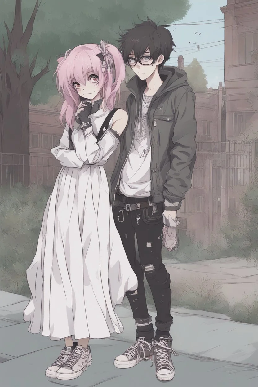 romantic hight school punk ghost girl and human boy