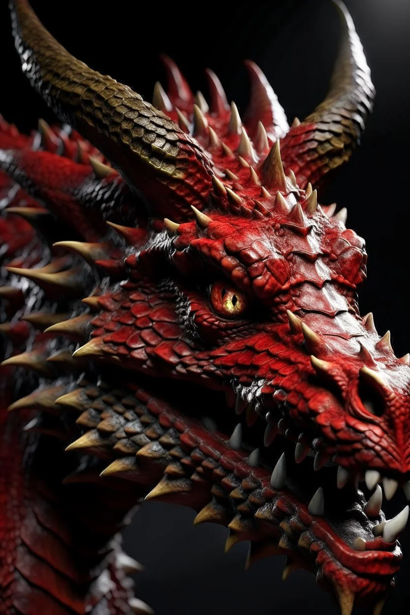 Ultra realistic photograph of red dragon's head