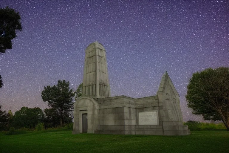 Creepy mausoleum at night, trees