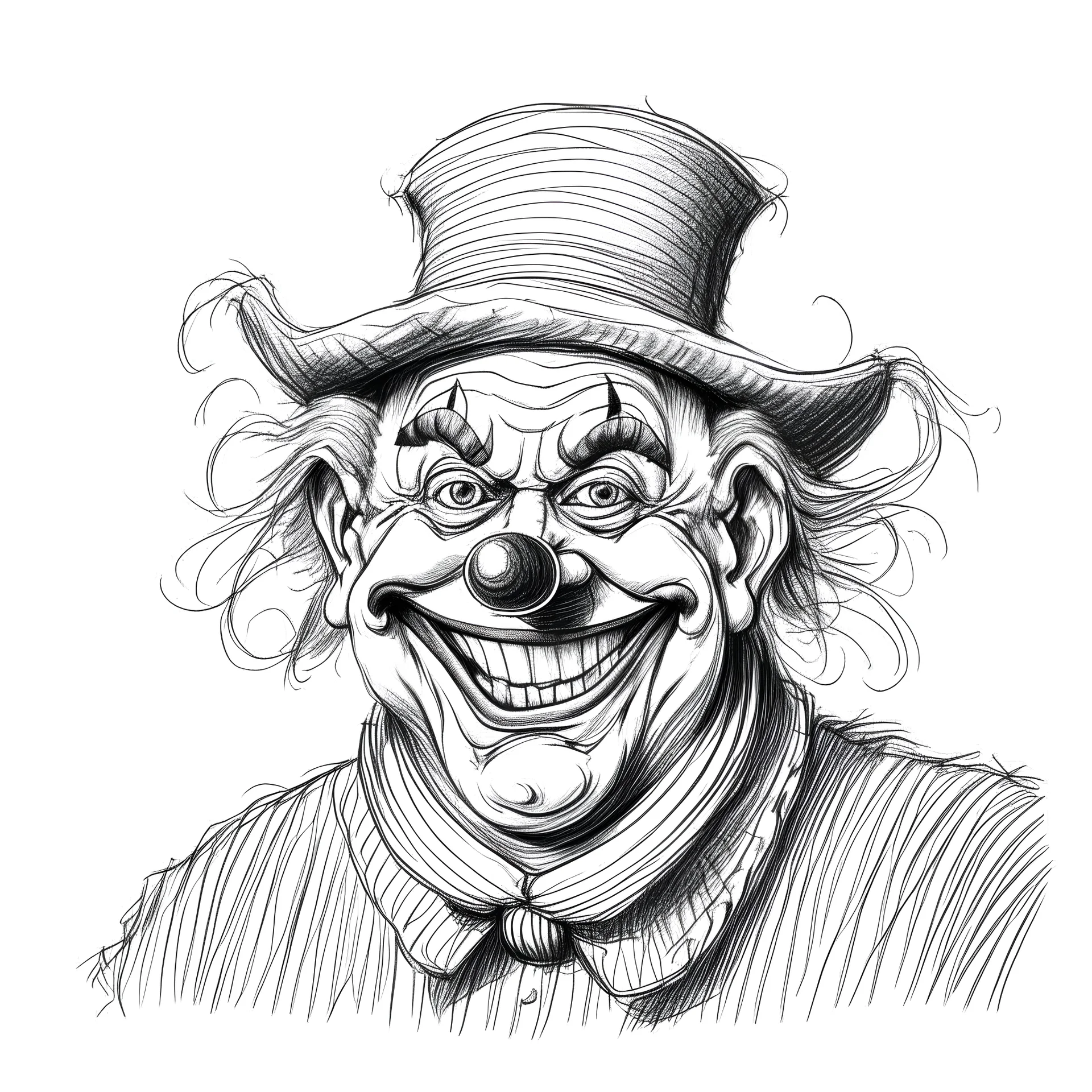 boceto a mano de payaso sonriendo
