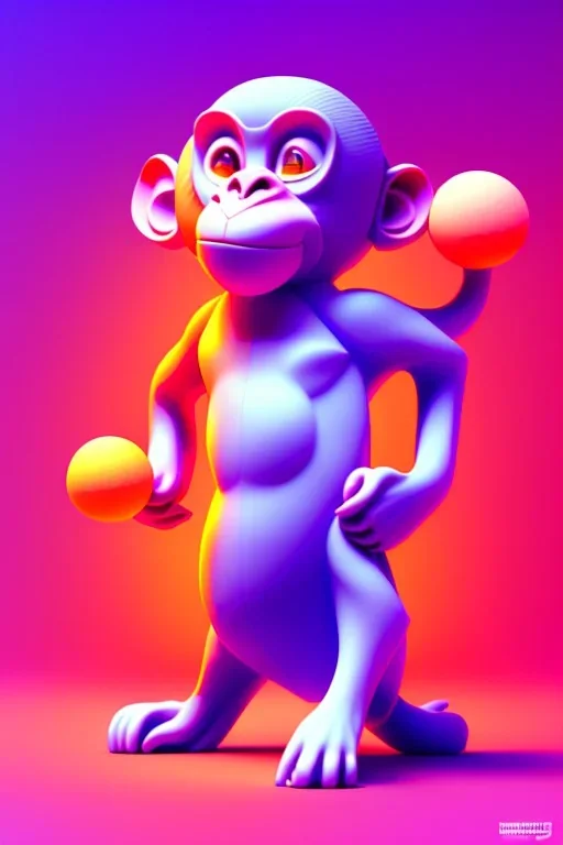 isometric clean art of super cute monkey, soft lighting, soft pastel gradients, high definition, 3d icon clay render, blender 3d