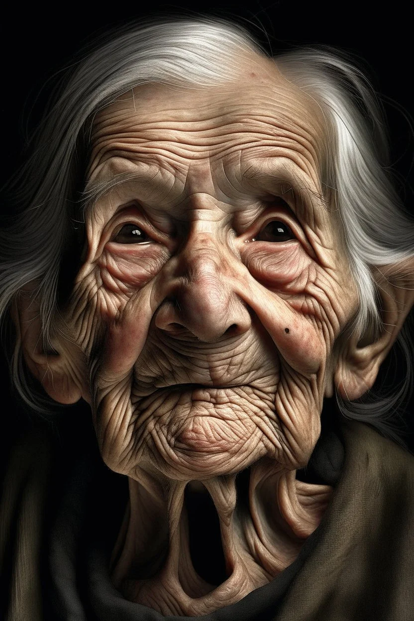 Old woman with beak-like lips