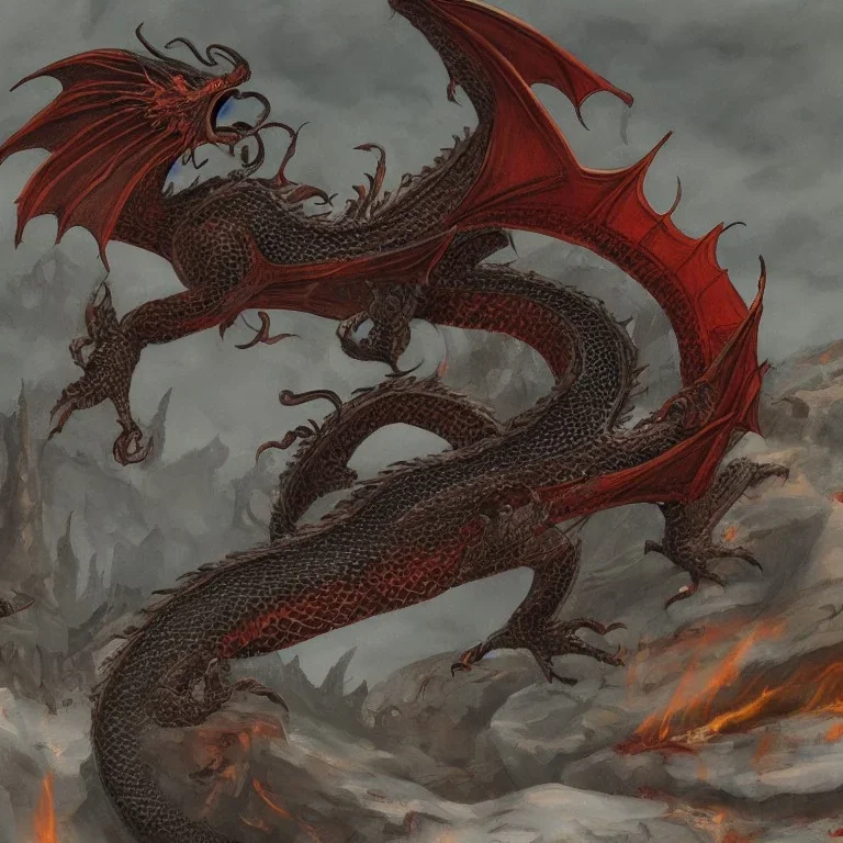 the dragon vermithor from Fire and Blood, painting