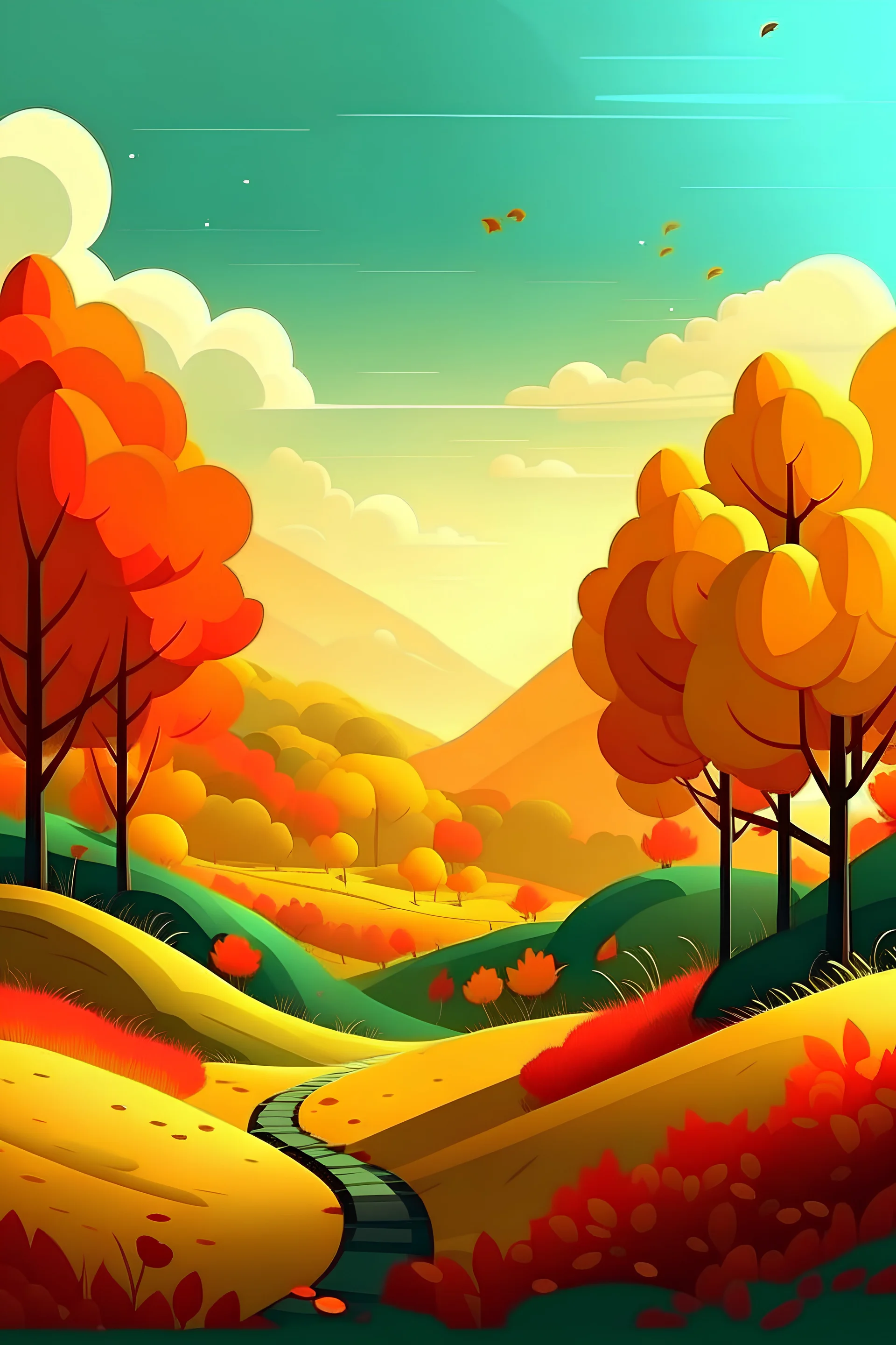 create animation autumn landscape