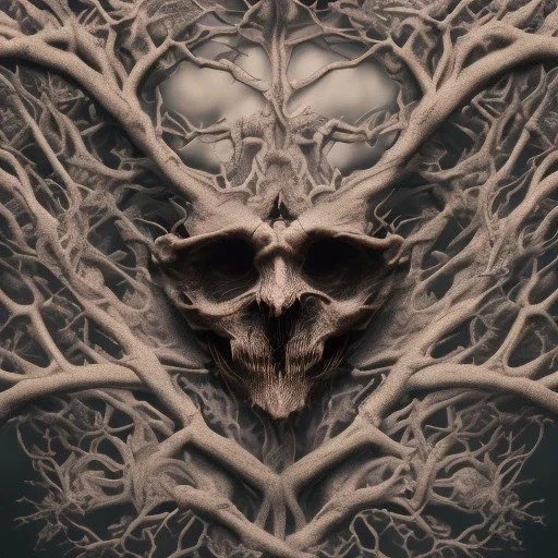 "full face tattoo of leaves and gnarled branches extending past face and morphing into reality, 8k resolution, high-quality, fine-detail, muted colors,intricate, digital art, detailed matte, volumetric lighting, illustration, octane render