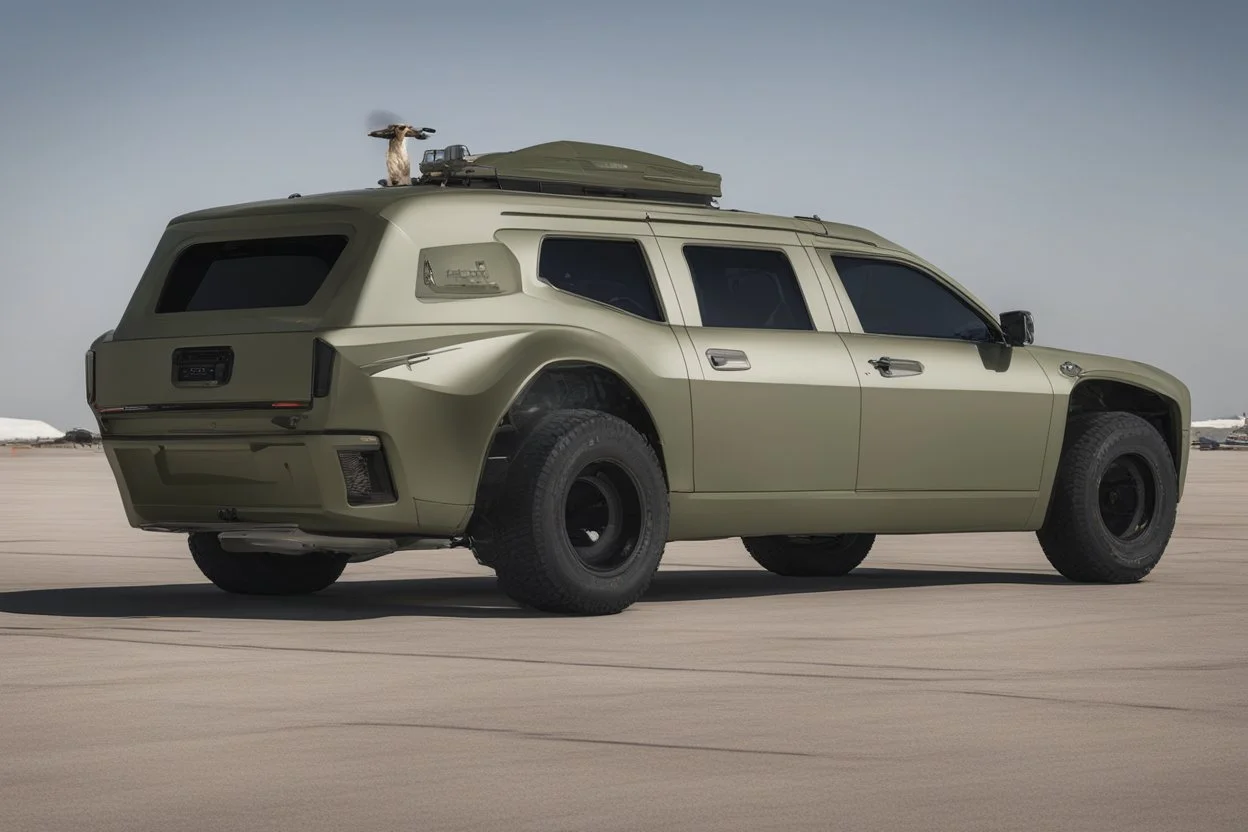 a military fighter jet station wagon hybrid