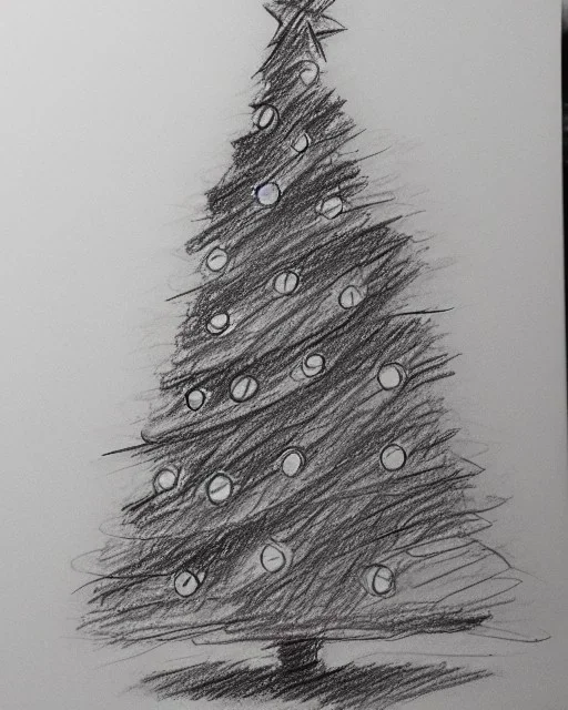 Christmas tree pencil sketch