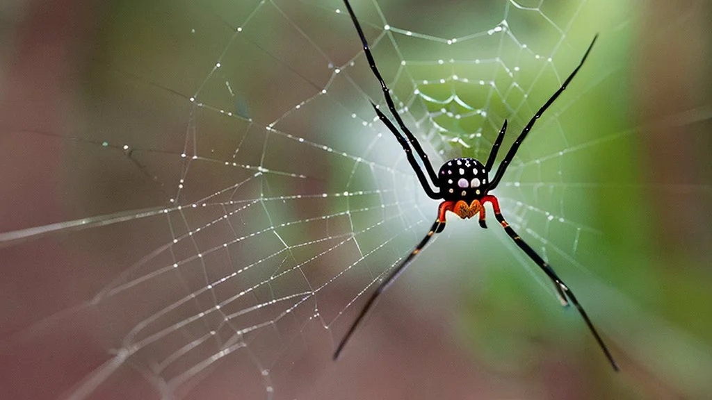 queen spider in the middle of a spider web