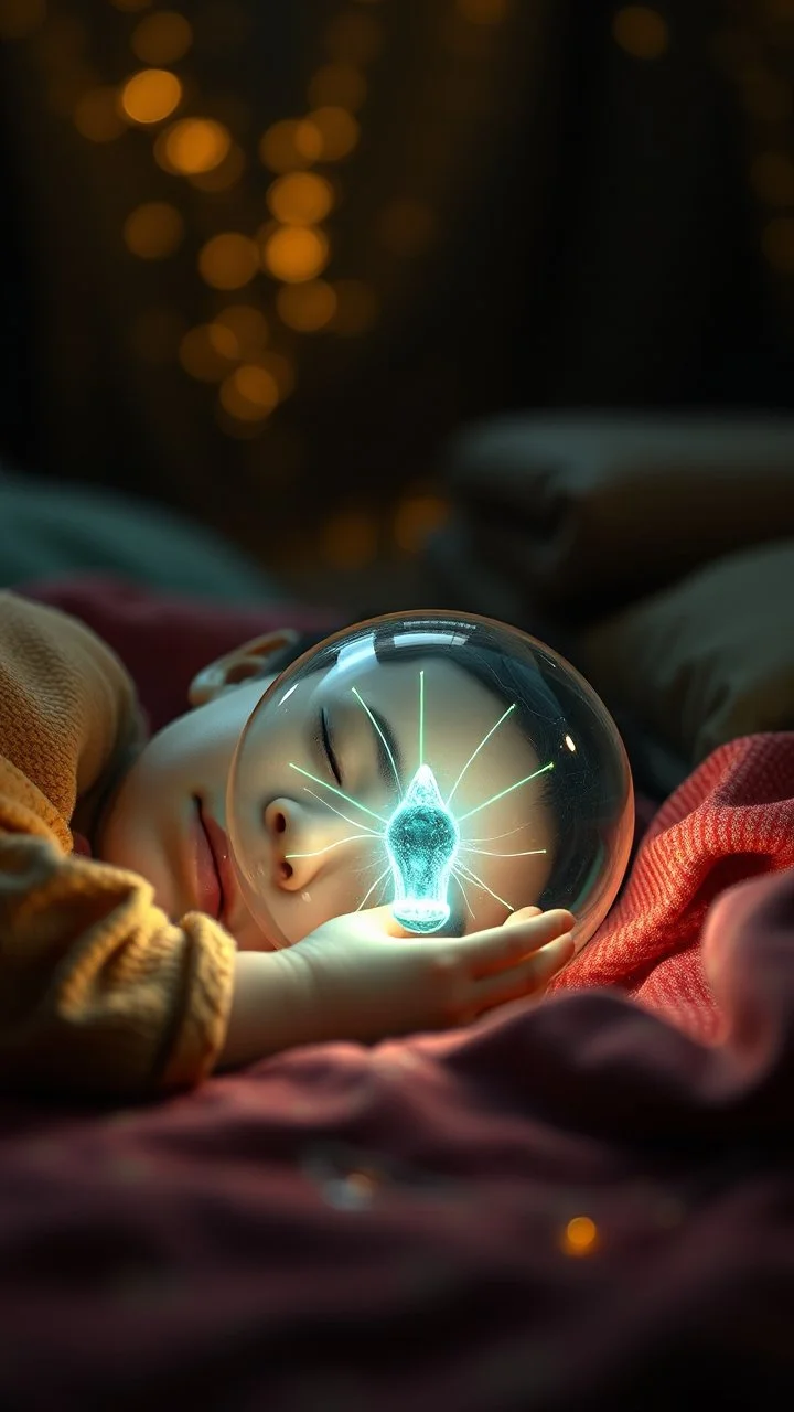 sleeping close to an orb containing a plasma manta ray vampire in the style of Fallout 4 , bokeh like f/0.8, tilt-shift lens 8k, high detail, smooth render, down-light, unreal engine, prize winning