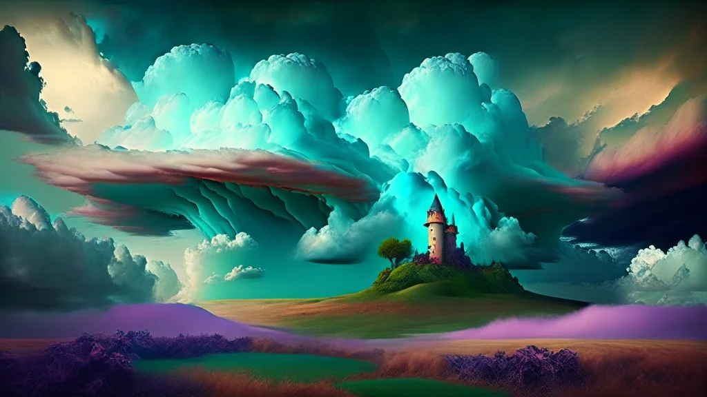 Phantasy landscape with dramatic cloud in moomsdome color