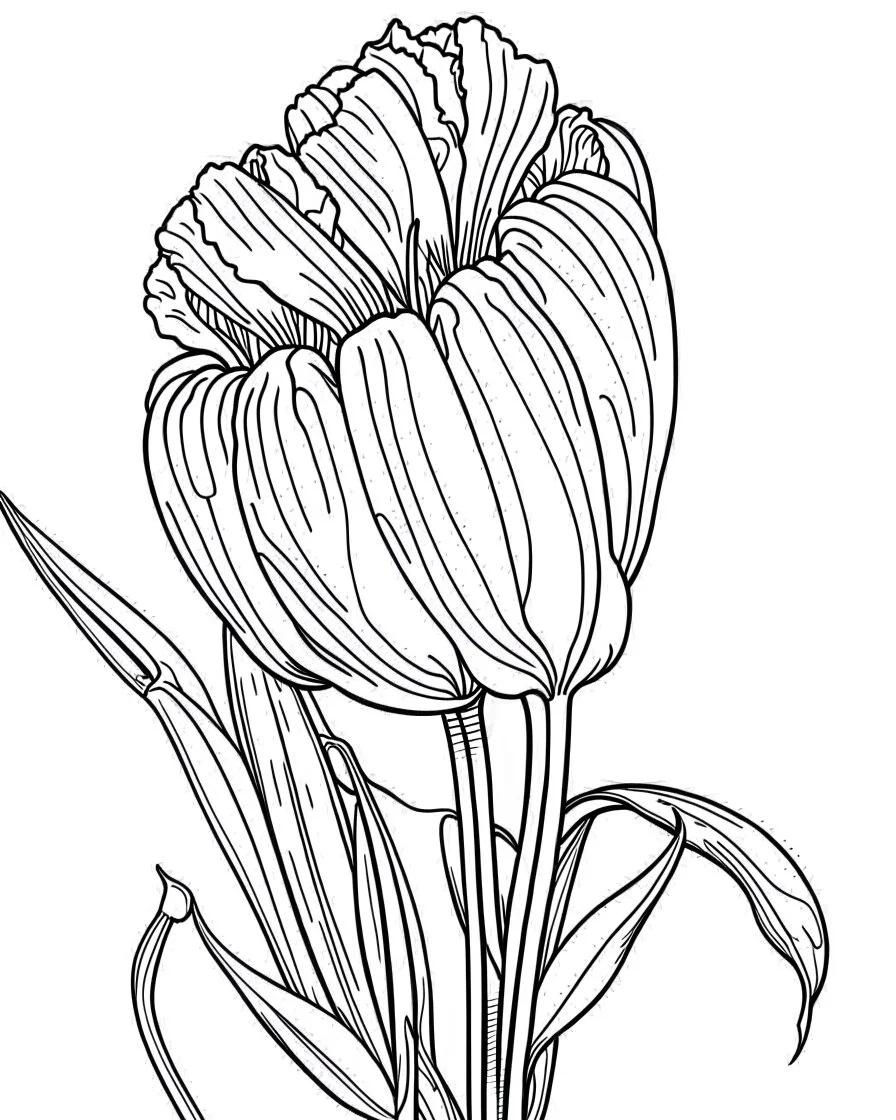 real massive Tulip flower coloring page