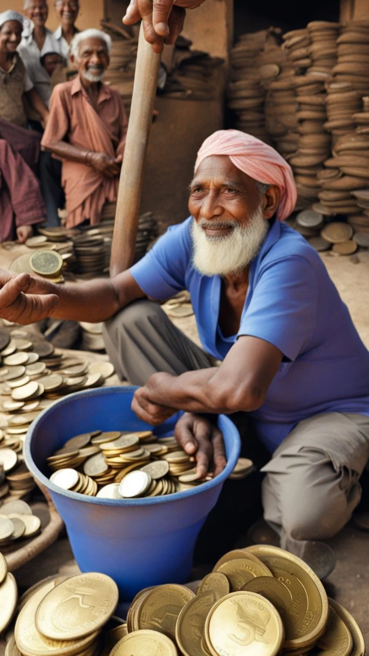 Man gave away coins to villagers, creating happiness