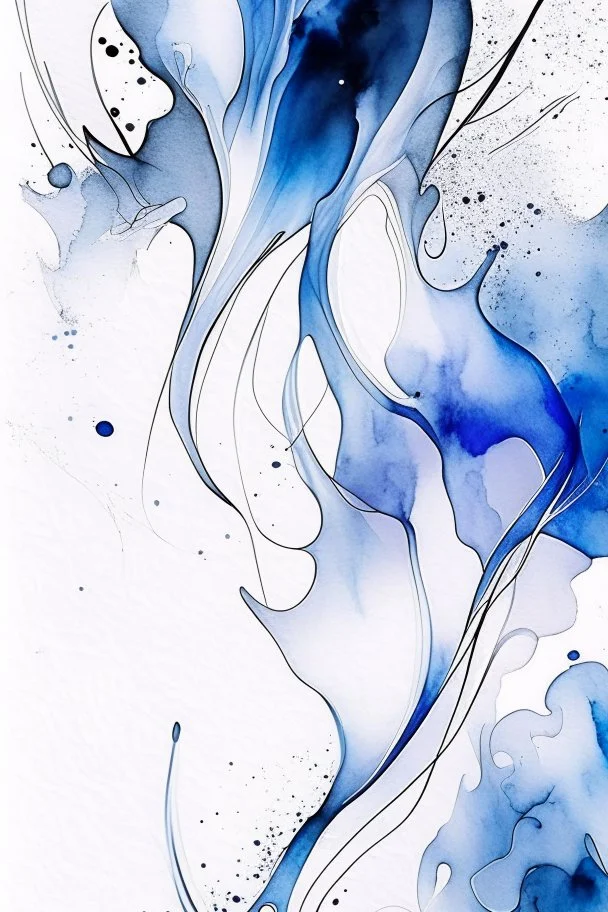 Abstract wet watercolour, grey blue