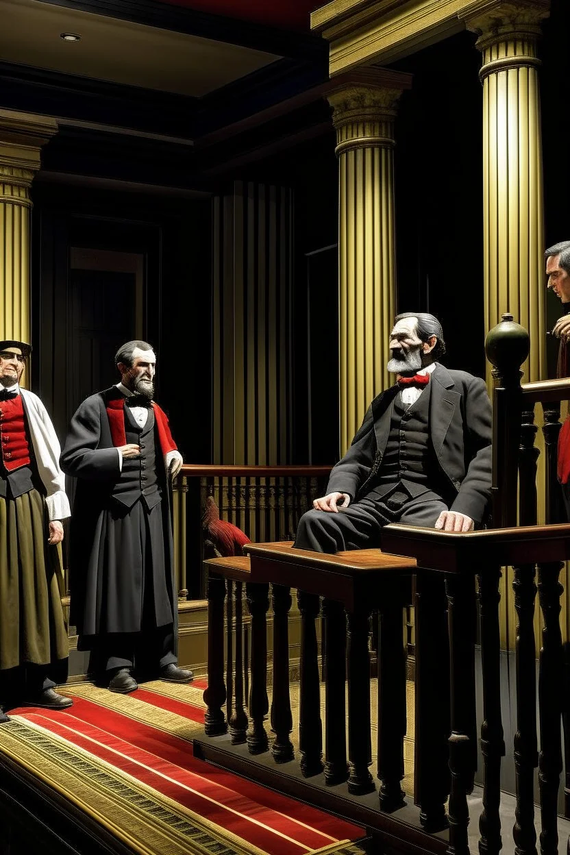 llustrate the presidential box on the balcony level, portraying Abraham Lincoln, his wife, and their guests as they enjoy the play. Highlight the vulnerability of Lincoln without proper security, setting the stage for the impending tragedy