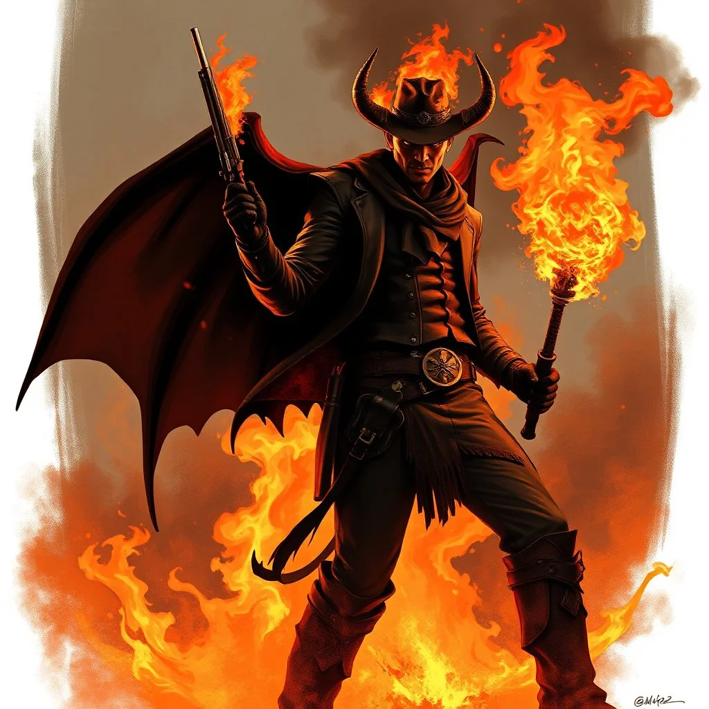 blaze the pyromaniac devil wild west bandit fantasy art