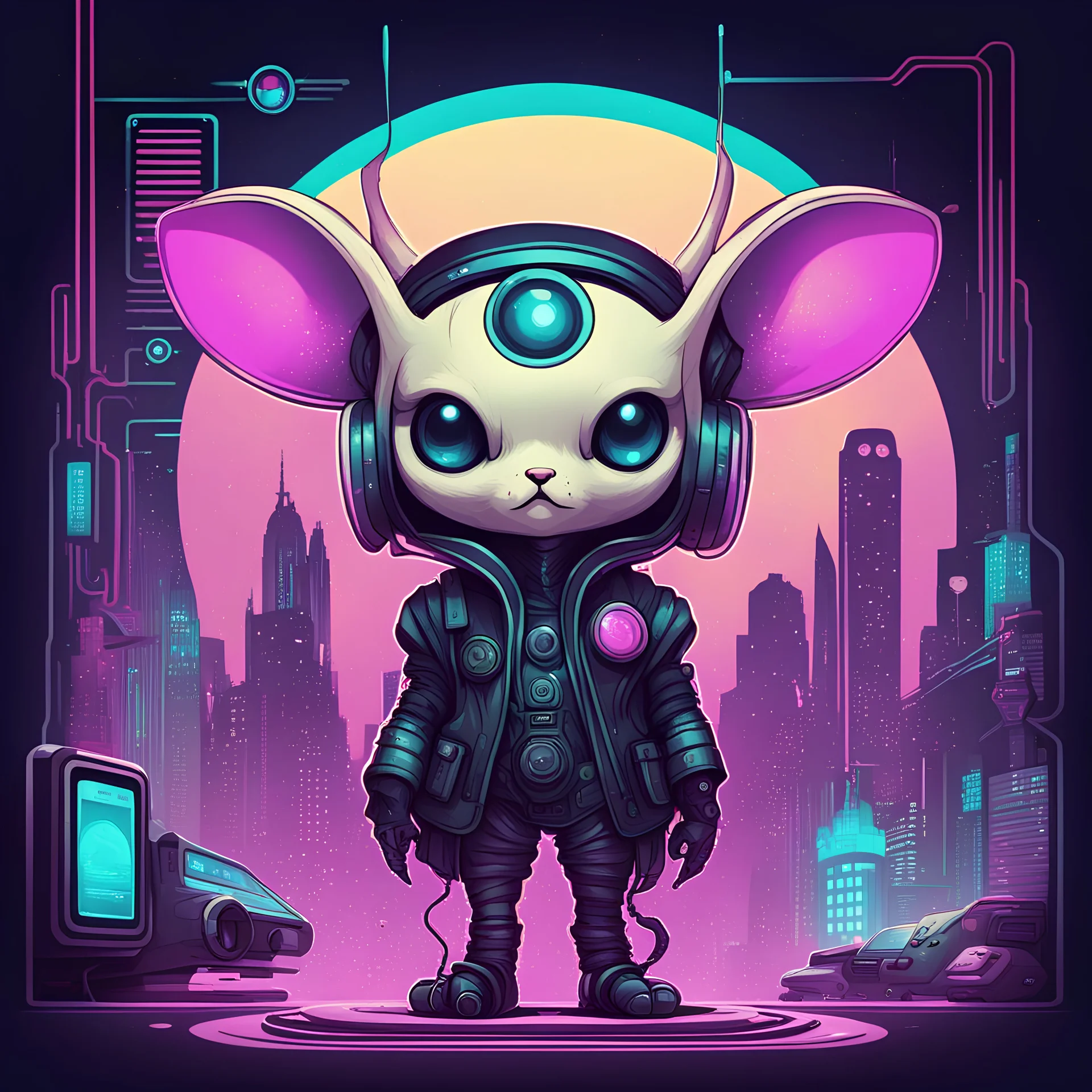 Belphomet Worldreaver in cute retro cyberpunk art style