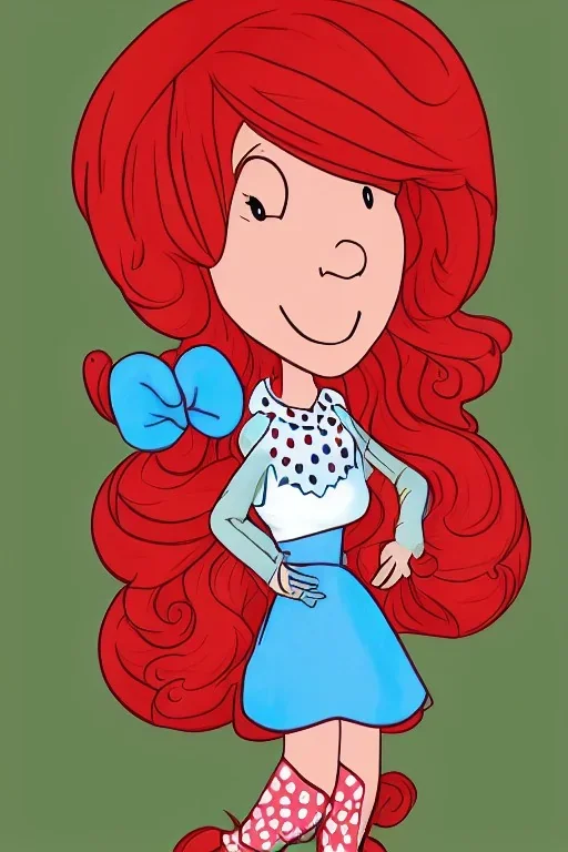 Portrait lady, full body shot, full-color long shot style of Strawberry shortcake