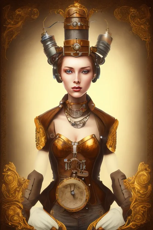 portrait of a steampunk lady on a white background