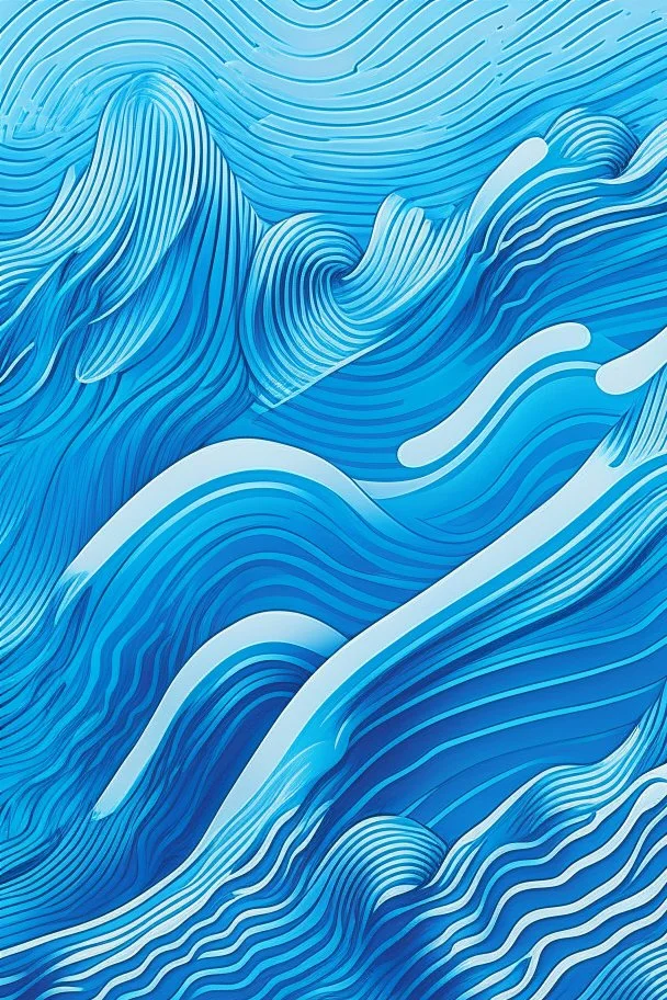 background of a waves, illustration,line art vibrant blue colours