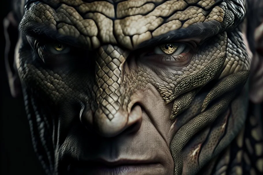 Man with snake skin, high detail, high resolution, 8K