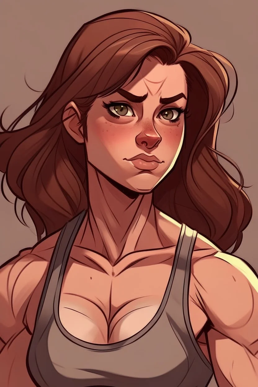 brown haired buff girl syled