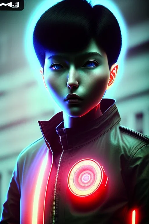 Fashion Portrait, Kaneda of Akira anime, neotokyo city, retro futuristic style, glow eyes, cinematic, Ultra realistic, wide angle view, soft color, highly detailed, unreal engine 5, RTX, ultra detail, volumetric lighting, 3d, finely drawn, high definition.