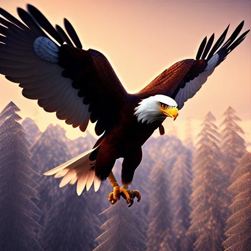 eagle, feathers, extremely sharp detail, finely tuned detail, ultra high definition, 8k, unreal engine 5, ultra sharp focus, summer ambiance, mountains