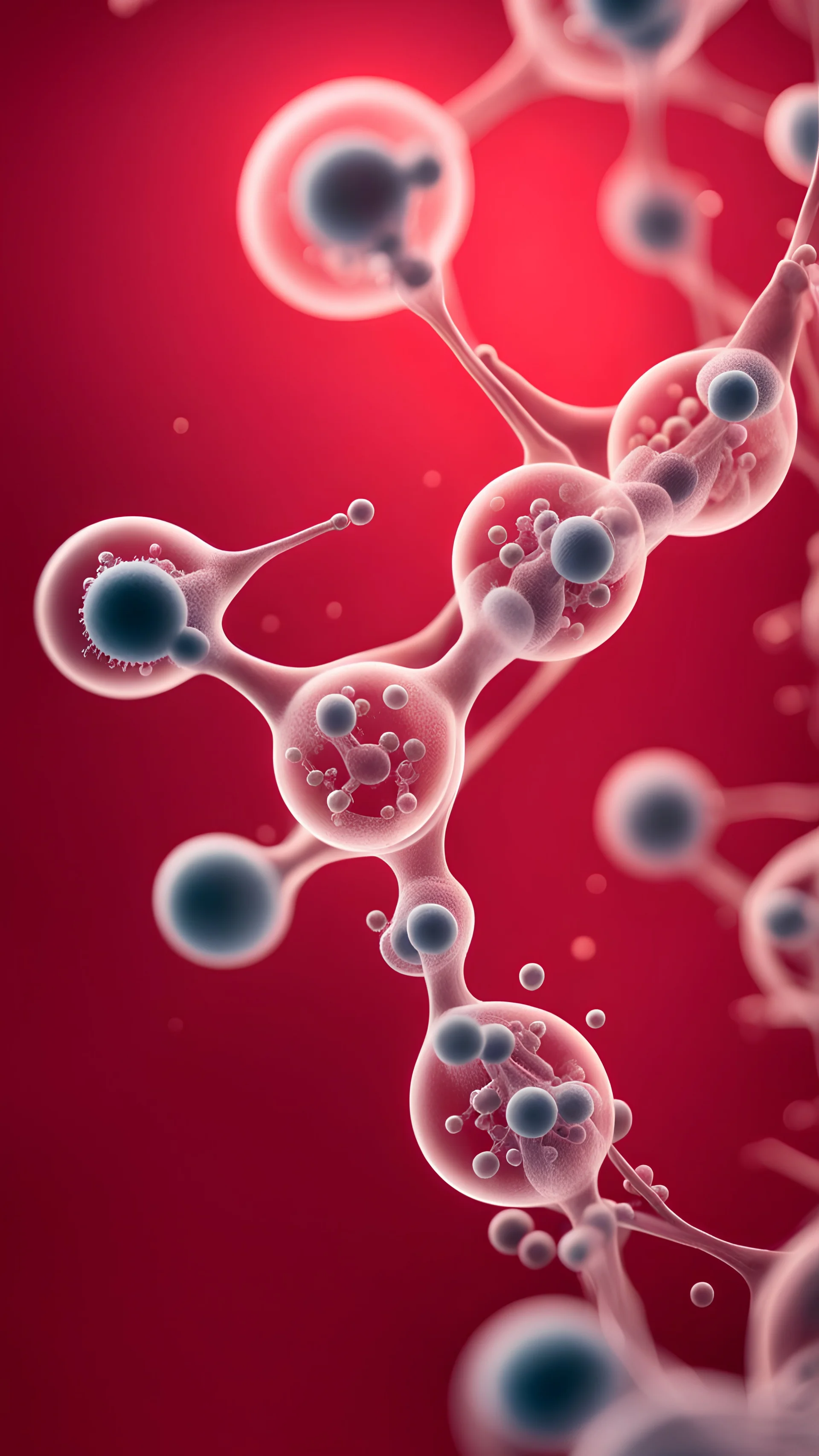 transparent, like a glass, human cells or like a DNA, or like a viruses under the microscope and low contrast red background