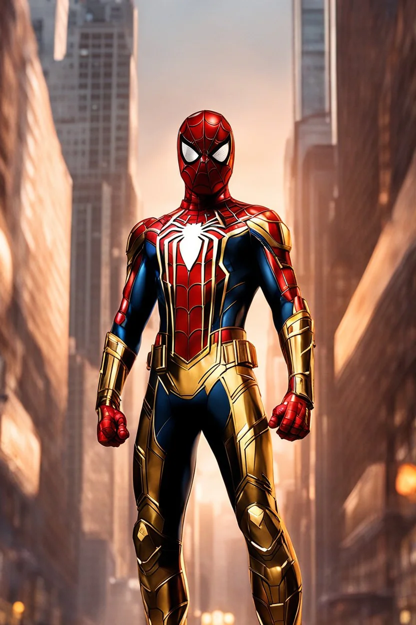 Full body spiderman Futuristic armour Chromecast golden shines