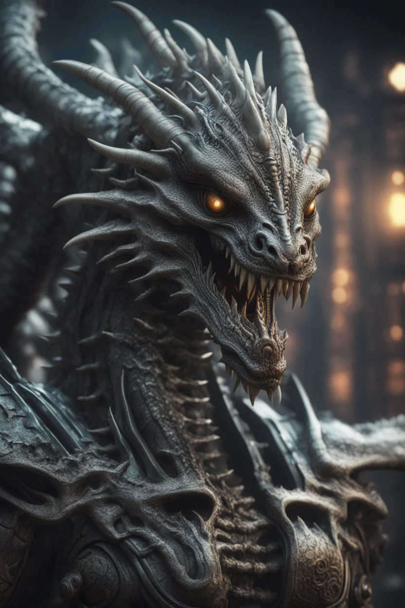 life or death oracle dragon boss in the style of Giger and fallout 4 ,,bokeh like f/0.8, tilt-shift lens 8k, high detail, smooth render, down-light, unreal engine