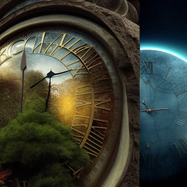 a gorgeous, stunning clock as biosphere, earth and sky, 8k resolution, high-quality, fine-detail, photorealistic, intricate, digital art, detailed matte, volumetric lighting, illustration, 3D octane render, brian froud, howard lyon, George Grie, Ben Goossens, greg rutowski, annie stokes