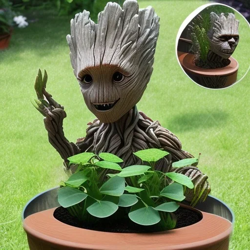 Groot Flower Planter Outdoor Indoor with Drain Hole STL