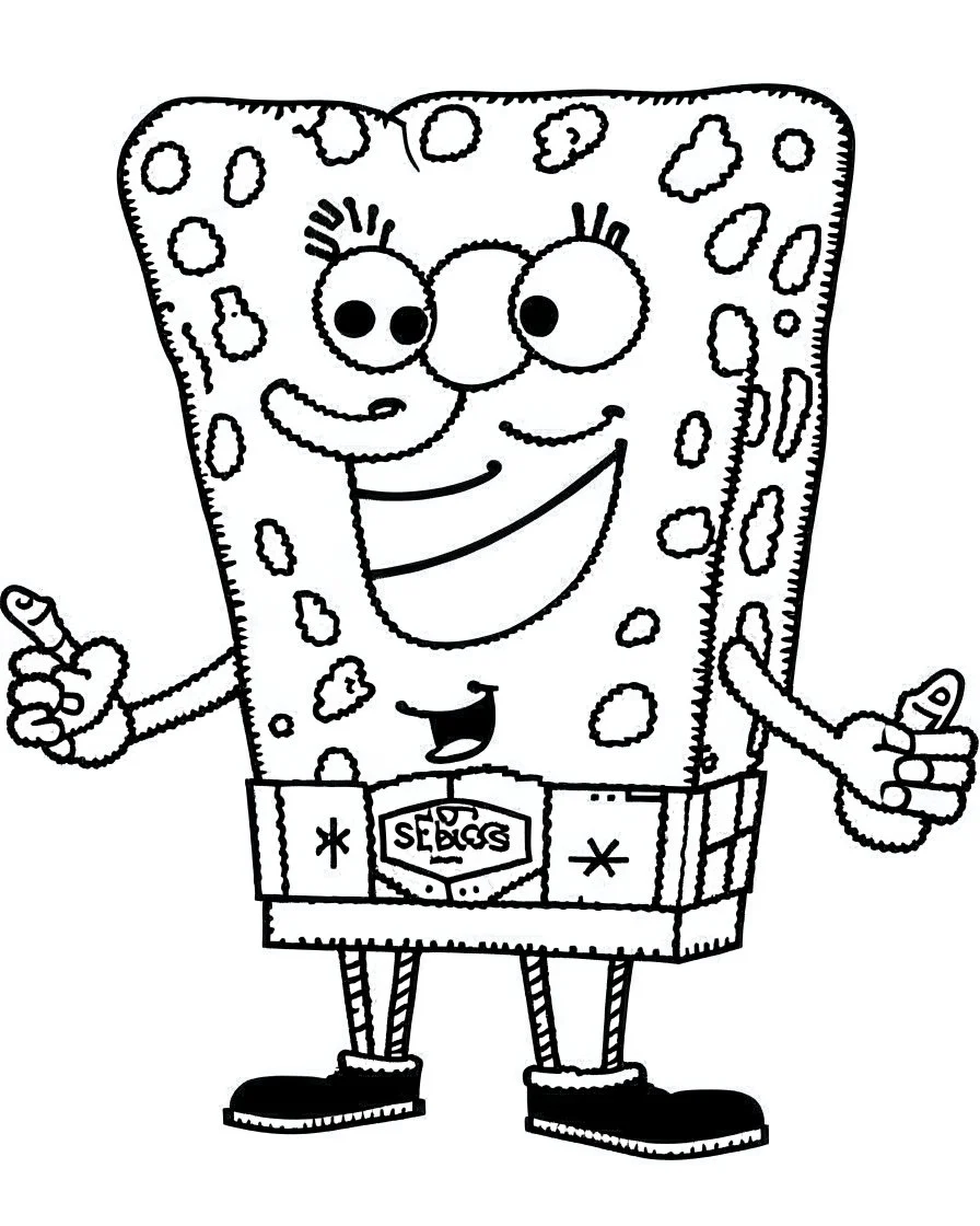 Generate a colouring pages of the SpongeBob along with some pencil sketch marks with white background