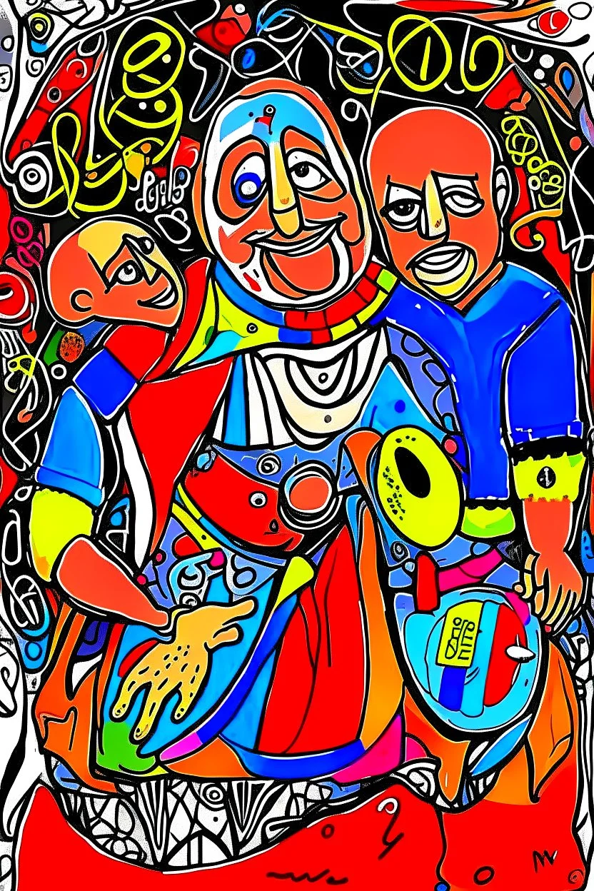 expressionism, Pixar style, in abstract art Basquiat, Picasso, Miro, Kandinsky, Klee, Birell, Fairey, Ardon, Buffet and Picasso style, HD --s 750 --v 5.1 --style raw, water color