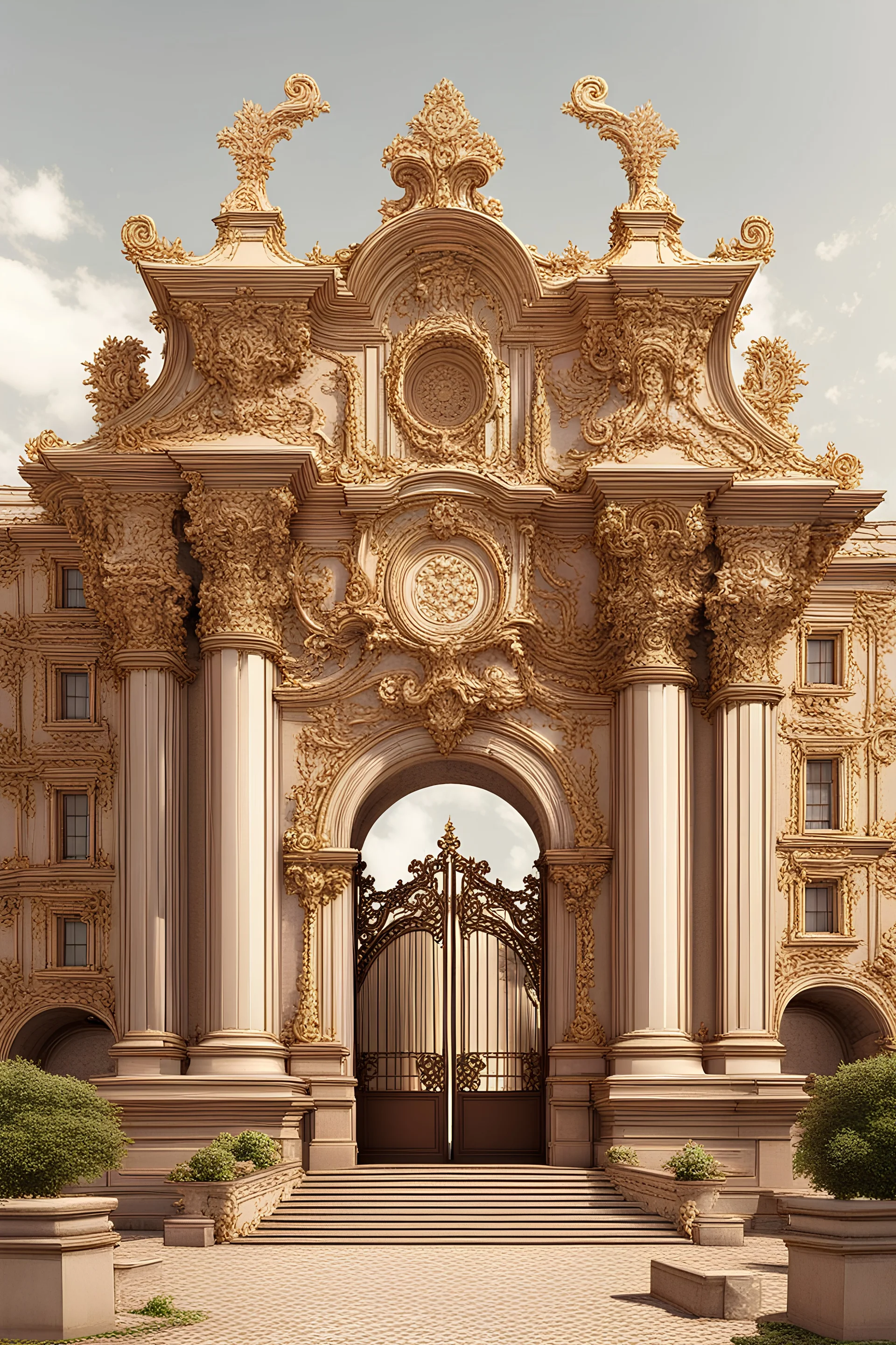 Baroque style citygate with a baroque style subtitle Thank You! 700 text on it.