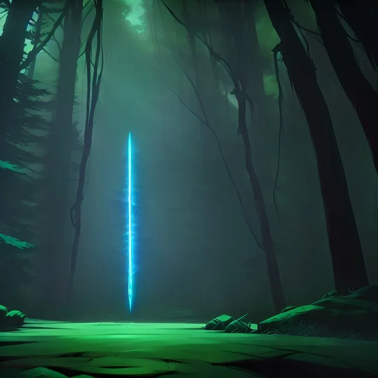 Sword in the middle of dark forest