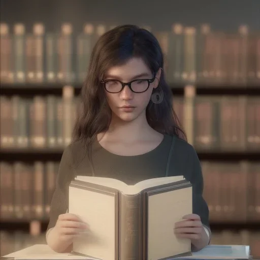 studying girl in library, ultra detail, curl hair, realistic photo, unreal engine, cinematic lighting --ar 1:1 creative