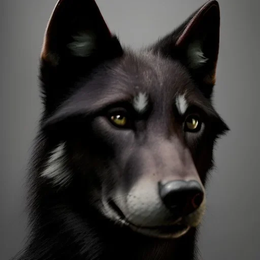 portrait of a male anthropomorphic black wolf mix with ancient God Annubis, unreal engine 5, 8k, ignore NSFW,