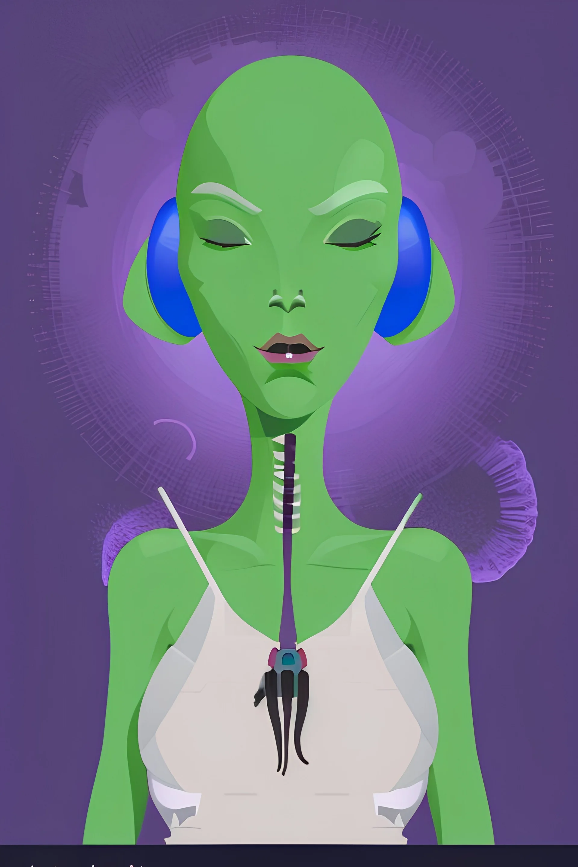 Female alien smoking. Vector image