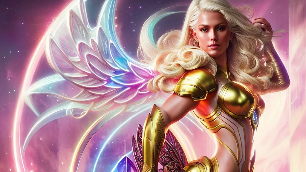 Lexica Aperture v2 Hyper detailed ultra sharp, trending on artstation, vibrant aesthetic, blonde ethereal sublle (((smiling)))+++ luminous heavenly goddess, angel, colorful, psychedelic, ornate, intricate, digital painting, concept art, smooth, sharp focus, illustration, not human anthropomorphic alien cyborg, art by artgerm and greg rutkowski and h. r. giger, louis royo, salvador dali, 8 k