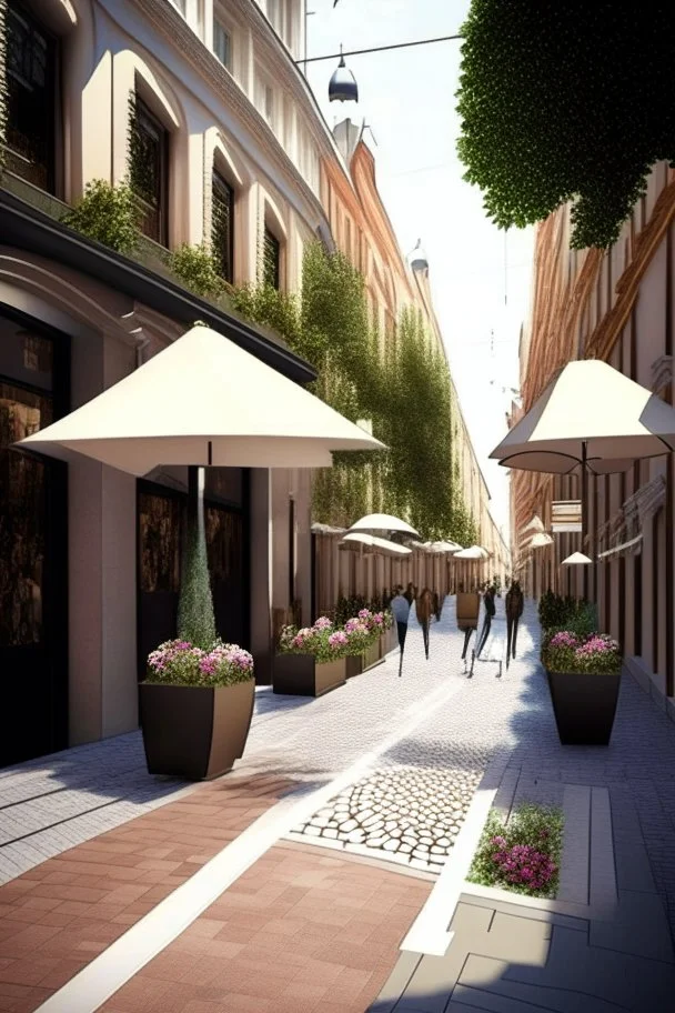 the design of a pedestrian street environment in the romantic, modern and fabulous style