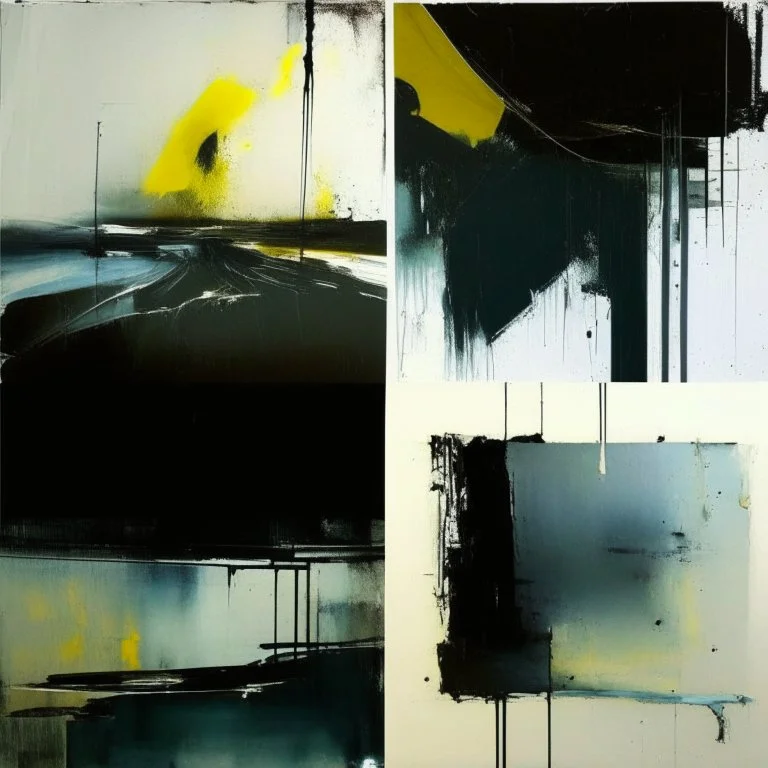 a contemporary minimalist abstract desolate flat landscape. large brush strokes and dripping paint. In style of Justin Mortimer and Phil Hale.