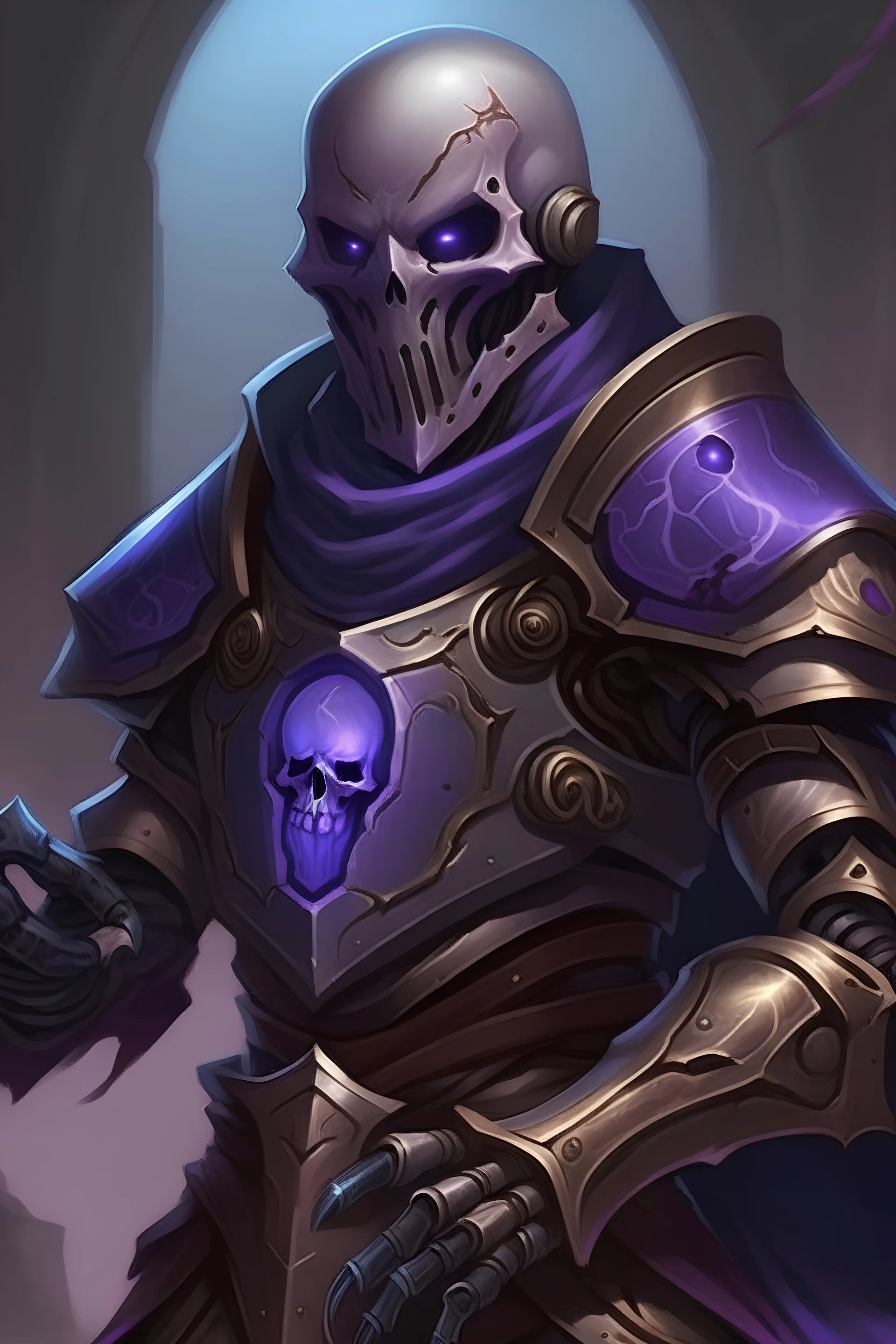Warforged Cleric, Evil, purple eyea