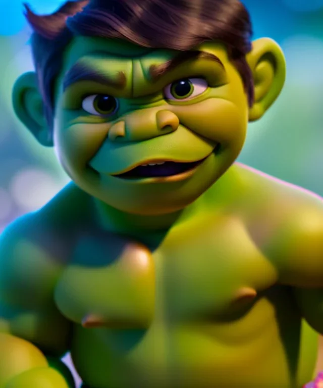 Baby hulk, full body, bokeh