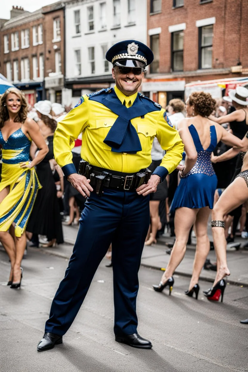 policeman dressed as a revue dancer