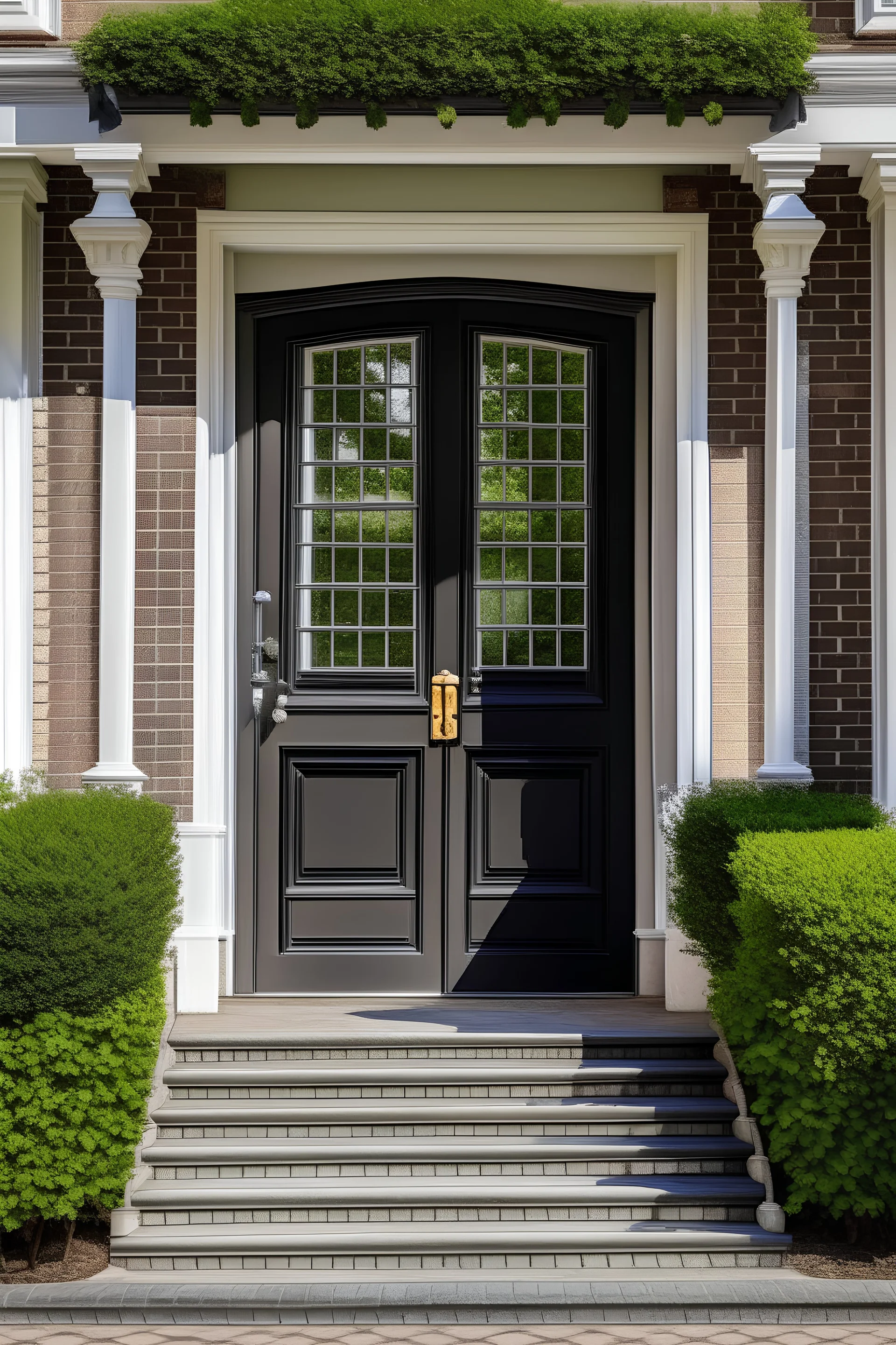 Elegant front door on colonial home